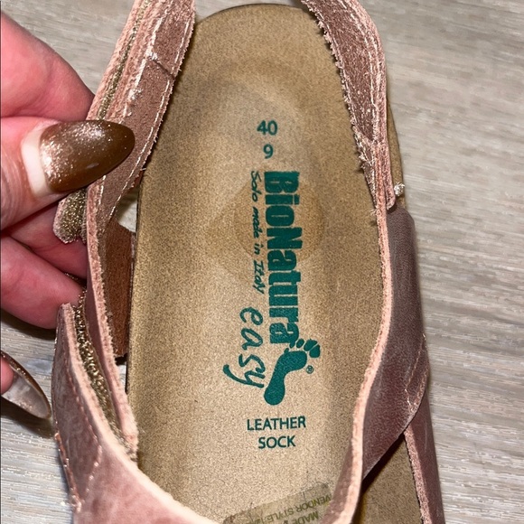 Bio Natura Closed Toe Mary Jane Distressed Leather Sandals NEW 9 Mauve Pink - Picture 5 of 10